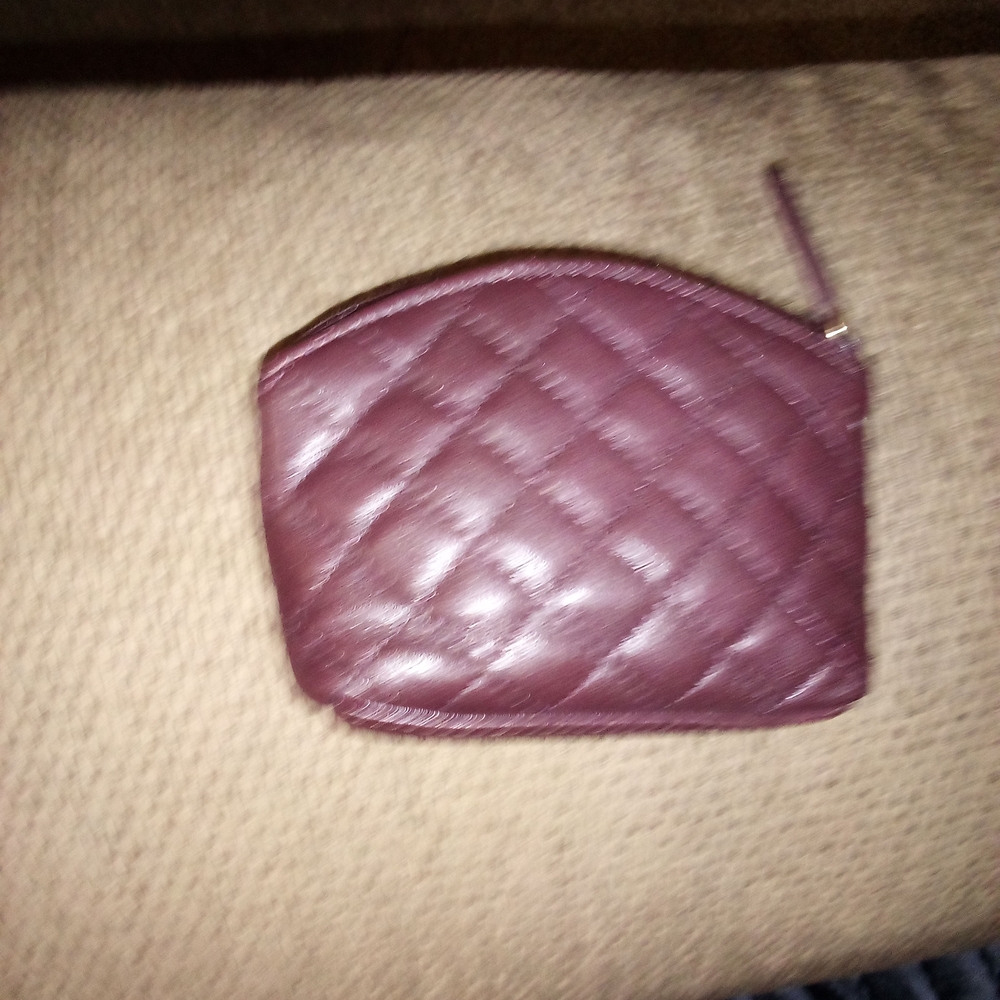 Etienne Aigner Quilted Burgundy Cosmetic Bag - Picture 2 of 2